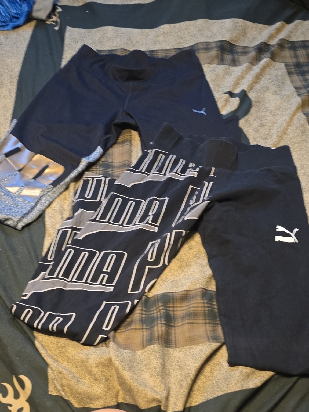 Puma Womens Black & Gray Logo Leggings Set Of 2 Small Brand New